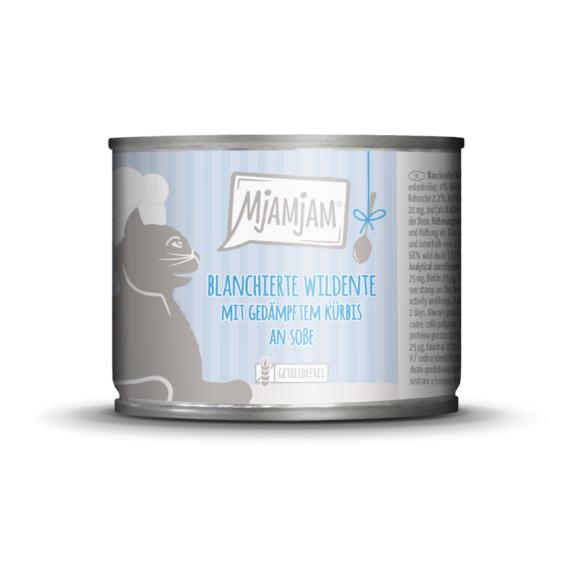 MjAMjAM – Blanchierte Wildente mit gedämpftem Kürbis an Soße 🐱 185 g MjAMjAM – Blanchierte Wildente mit gedämpftem Kürbis an Soße 🐱 185 g