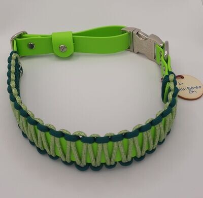Räuberpony Design - Halsband aus Biothane 🐶 mit Umflechtung 🐶 grün • L