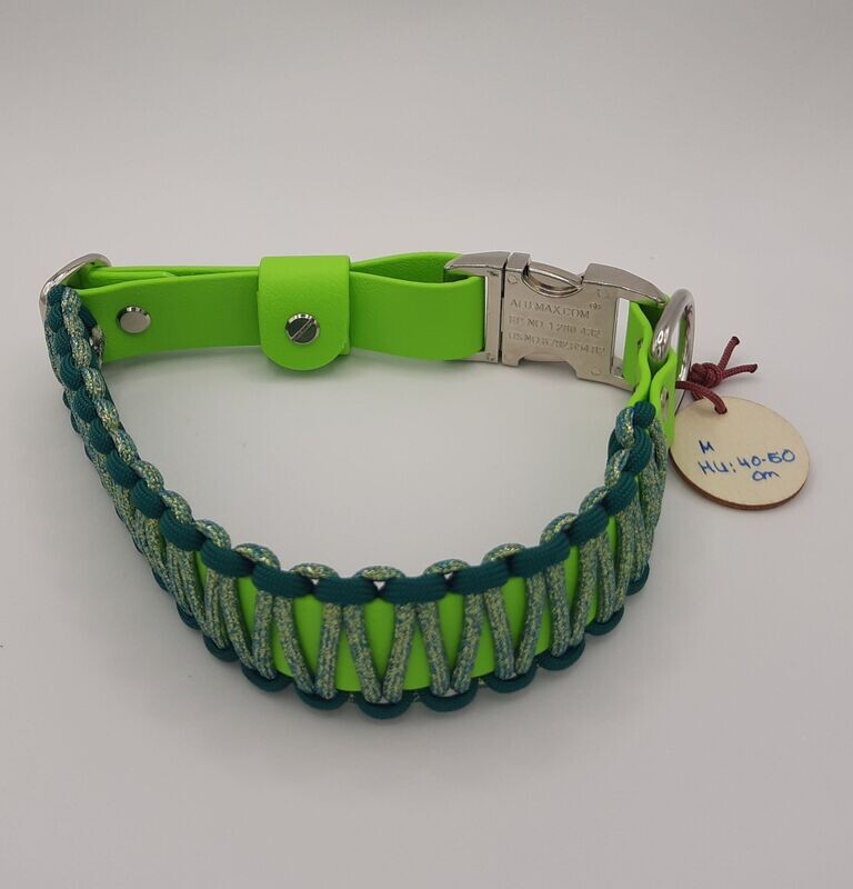 Räuberpony Design - Halsband aus Biothane 🐶 mit Umflechtung 🐶 grün • M Räuberpony Design - Halsband aus Biothane 🐶 mit Umflechtung 🐶 grün • M