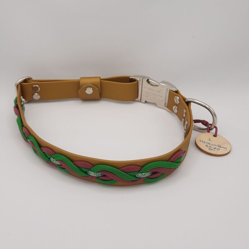 Räuberpony Design - Halsband aus Biothane 🐶 mit Aufflechtung 🐶 gold • L Räuberpony Design - Halsband aus Biothane 🐶 mit Aufflechtung 🐶 gold • L