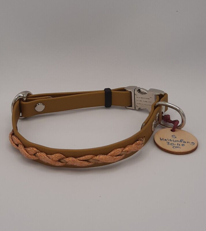 Räuberpony Design - Halsband aus Biothane 🐶 mit Aufflechtung 🐶 gold • S Räuberpony Design - Halsband aus Biothane 🐶 mit Aufflechtung 🐶 gold • S