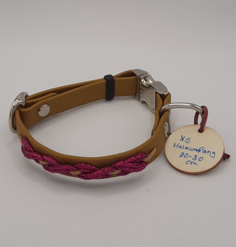 Räuberpony Design - Halsband aus Biothane 🐶 mit Aufflechtung 🐶 gold • XS Räuberpony Design - Halsband aus Biothane 🐶 mit Aufflechtung 🐶 gold • XS