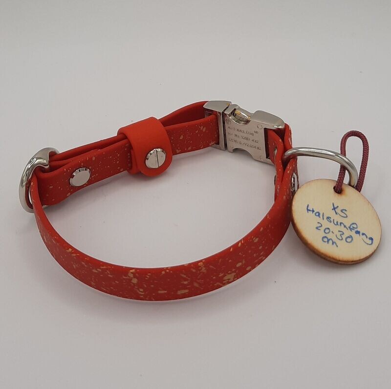 Räuberpony Design - Halsband aus Biothane 🐶 mit Sprenkelmuster 🐶 rot • XS Räuberpony Design - Halsband aus Biothane 🐶 mit Sprenkelmuster 🐶 rot • XS