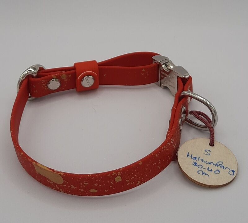 Räuberpony Design - Halsband aus Biothane 🐶 mit Sprenkelmuster 🐶 rot • S Räuberpony Design - Halsband aus Biothane 🐶 mit Sprenkelmuster 🐶 rot • S