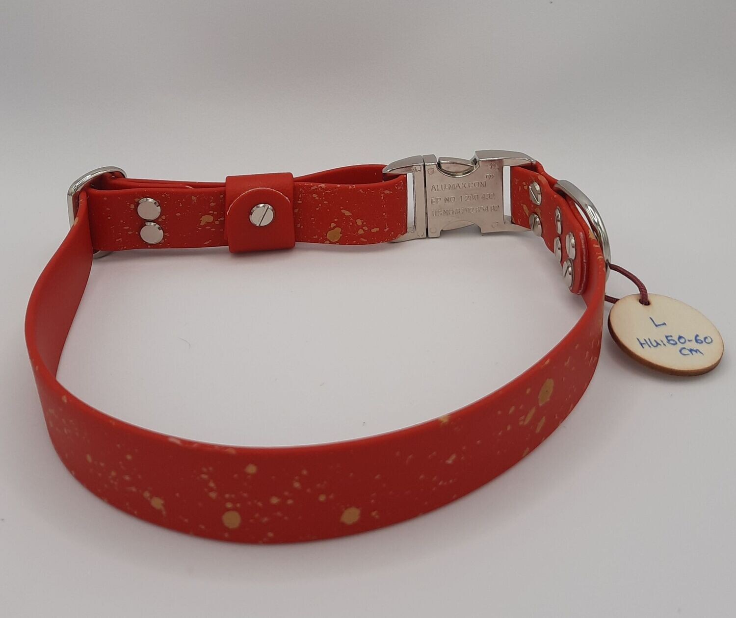 Räuberpony Design - Halsband aus Biothane ? mit Sprenkelmuster ? rot • L