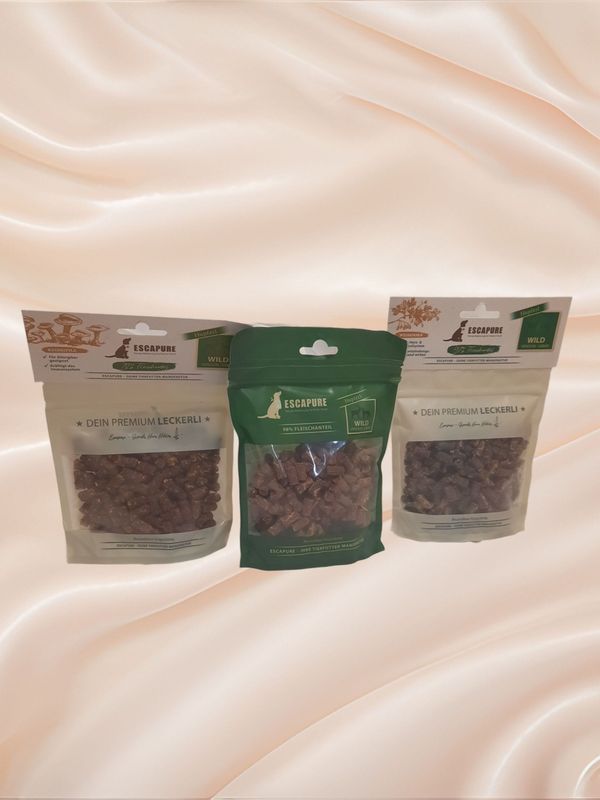 Escapure - Mixpaket 🐶 Hupferl Wild 🐶 3 x 150 g Escapure - Mixpaket 🐶 Hupferl Wild 🐶 3 x 150 g