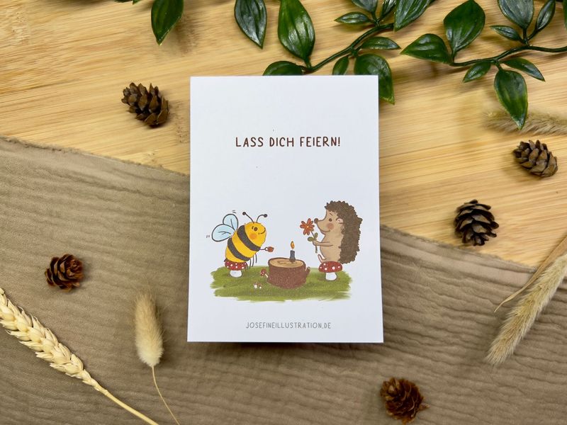 Lass dich feiern - Süße Illustration für Geburtstag, liebe Grüße