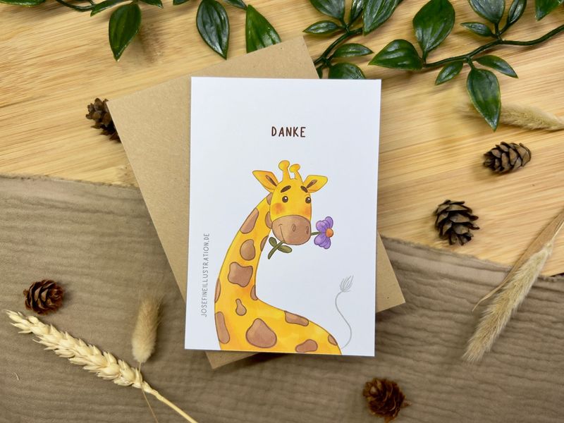 Danke- Süßes Giraffe - Grußkarte für Geburtstag, liebe Grüße