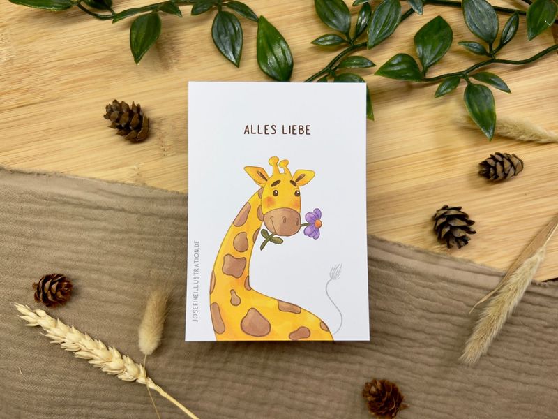 Alles Liebe!- Süßes Giraffe - Grußkarte für Geburtstag, liebe Grüße