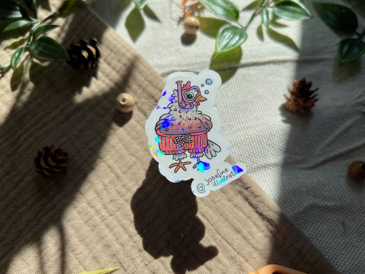 Flocke taucht ab - Süßer Vinyl Sticker glitzer