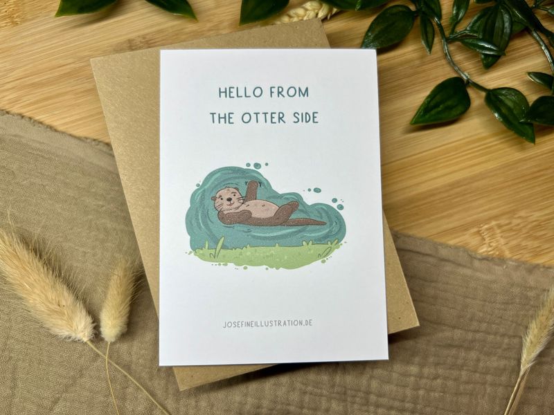 Hallo from the OTTER side - Süße Otter Grußkarte