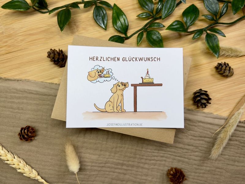 Herzlichen Glückwunsch - Süßer Hund für Geburtstag, liebe Grüße