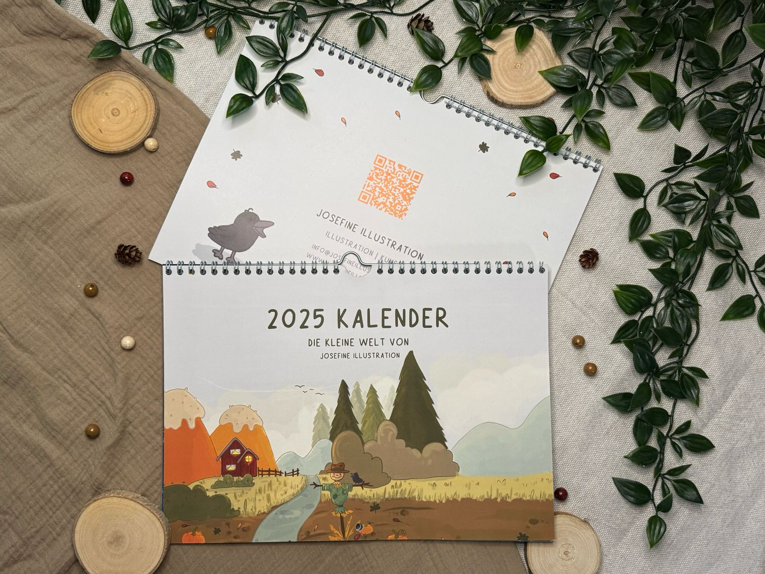 2025 Wandkalender A4 quer - Die kleine Welt von Josefine Illustration