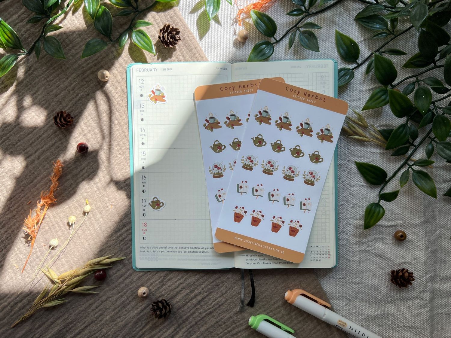 Cozy Herbst Stickersheet 1 - Süßer Vinyl Sticker 