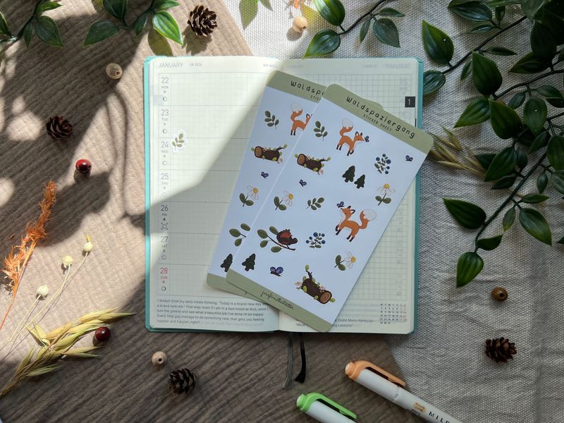 Waldspaziergang Stickersheet - Süßer Vinyl Sticker 
