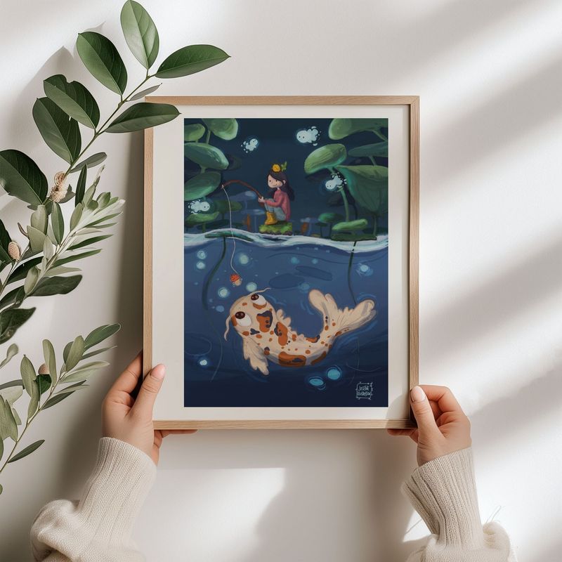 Magischer Koi - Kunstdruck Mattes Papier mit leichter Struktur