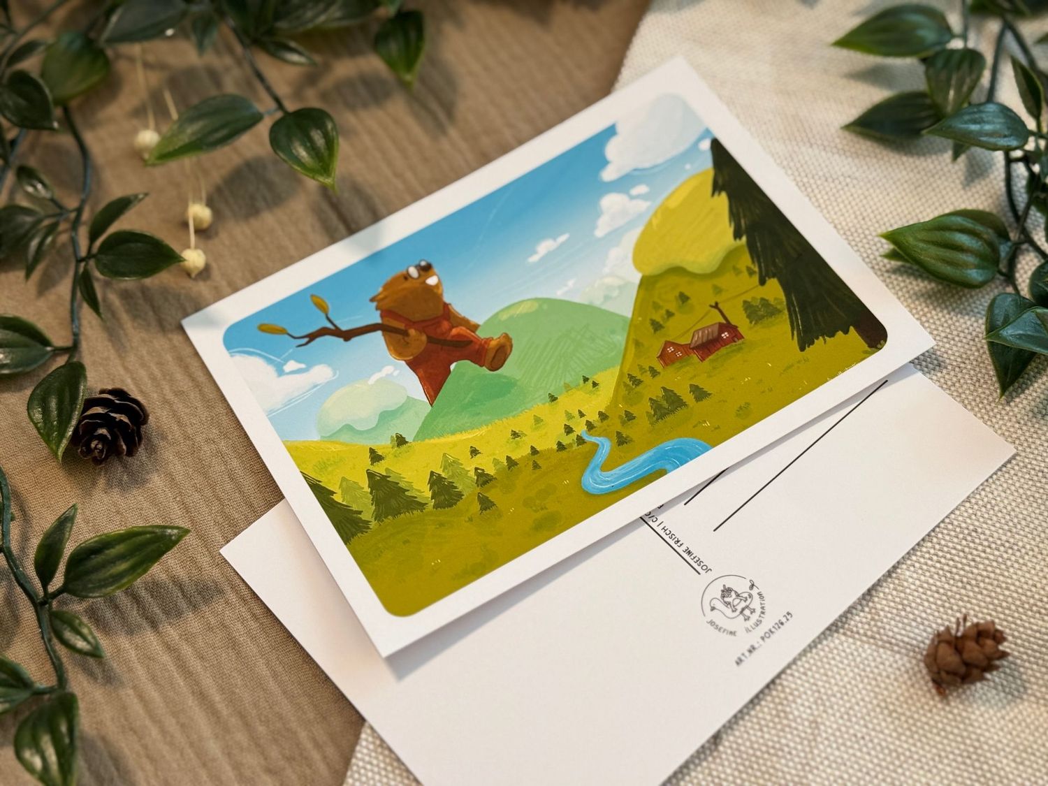 Bieberhafters Abenteuer  - Kunstdruck, Postkarte Illustration