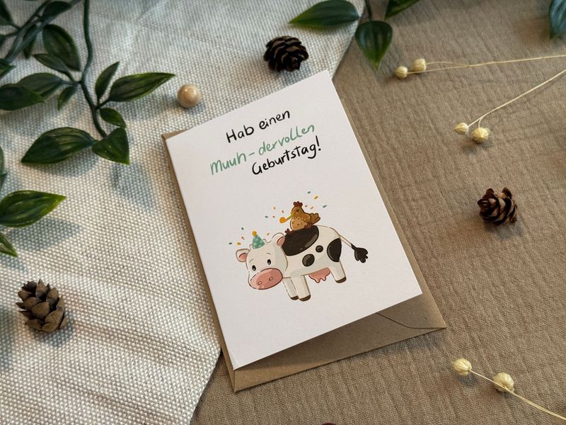 Hab einen Muuuh-dervollen Geburtstag - Süße Weihnachtliche Karte