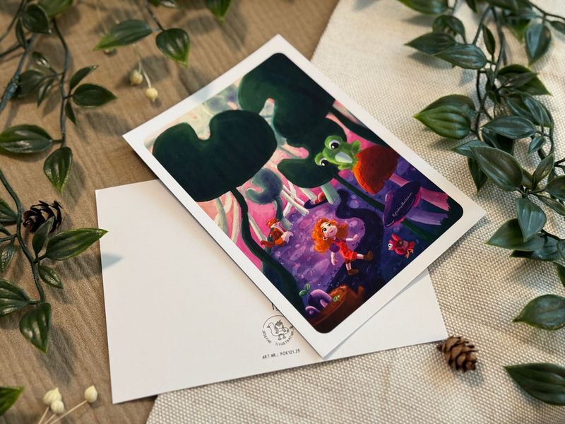 Spaziergang mit Freunden - Kunstdruck, Postkarte Illustration