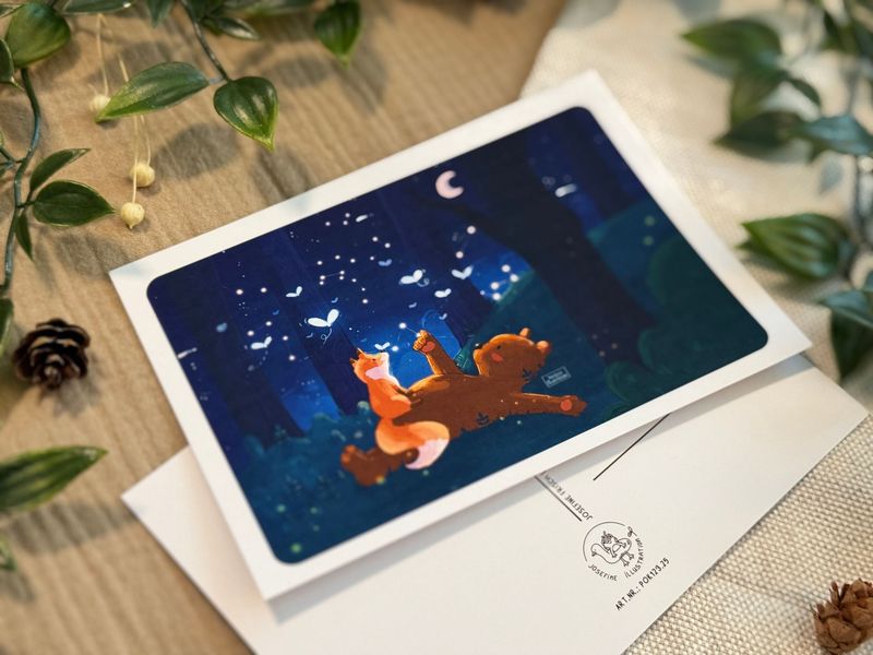 Magische Nacht - Kunstdruck, Postkarte Illustration