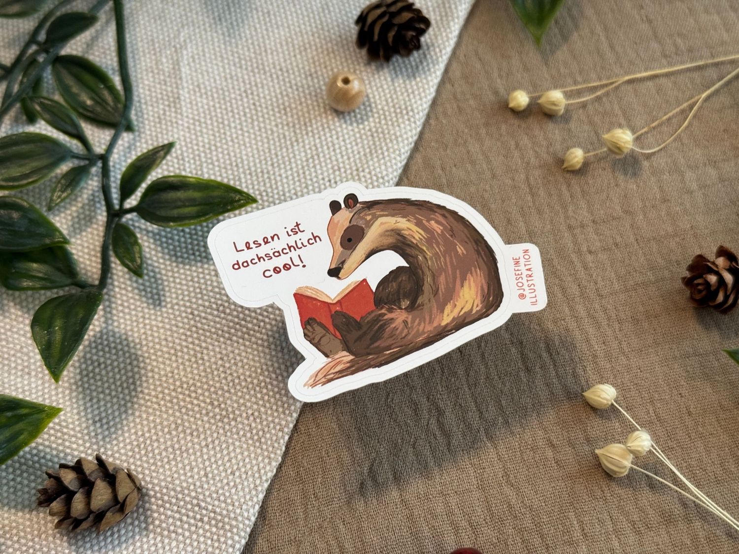 Lesen ist DACHSächlich cool -  Süßer Vinyl Sticker 