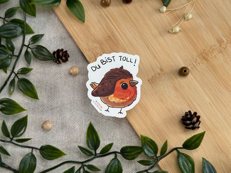 Helga Rotkehlchen  | Du bist toll!  -  Süßer Vinyl Sticker