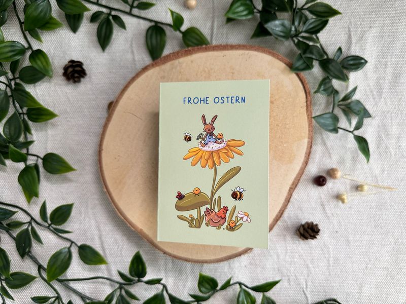 Osterblume mit Freunden - Süße Oster Grußkarte