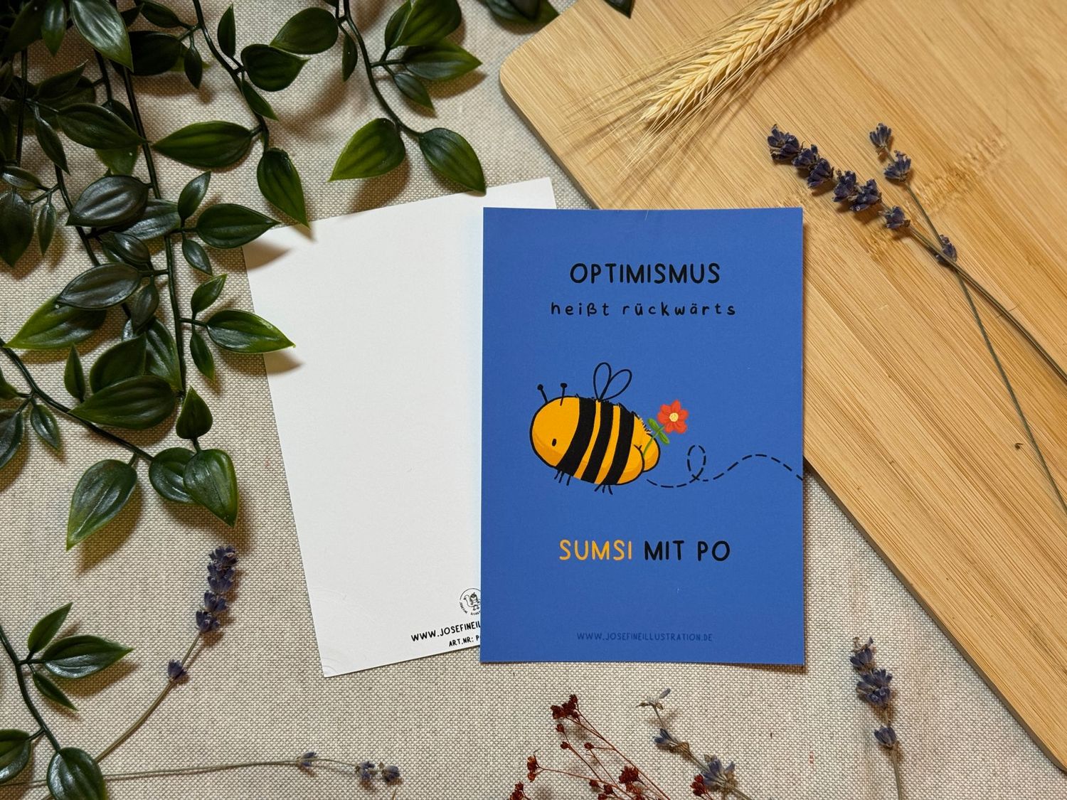 Optimismus heißt rückwärts  Sumsi mit Po - Lustige Karte