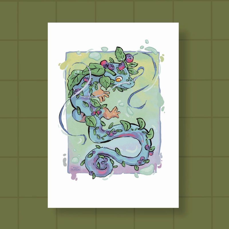 Billy Blaubeerdrache - Kunstdruck Mattes Papier mit leichter Struktur