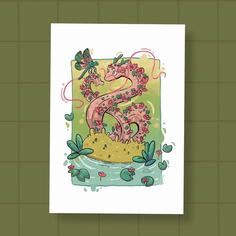 Mia Seerosendrache - Kunstdruck Mattes Papier mit leichter Struktur