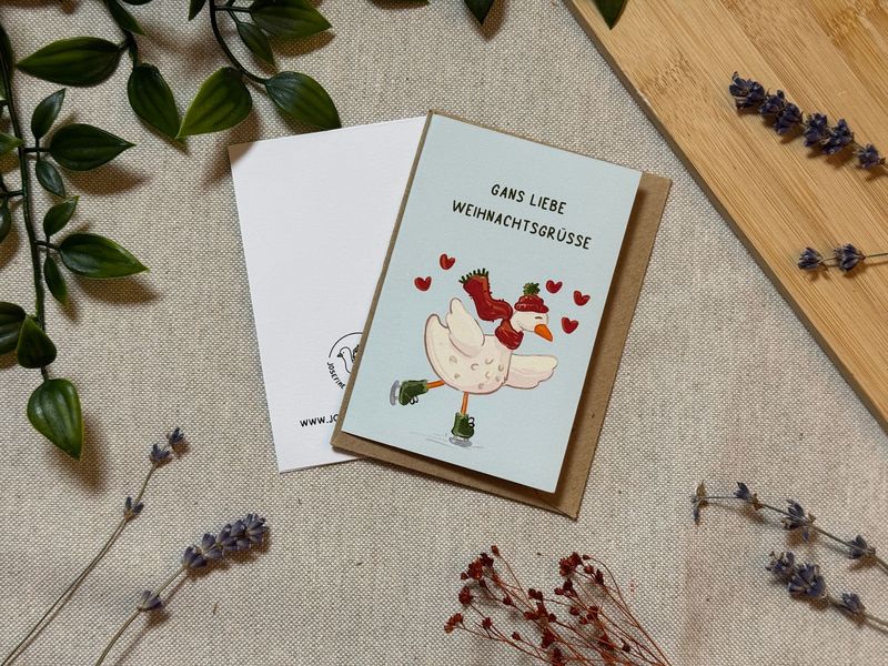 Heidi - Gans liebe Weihnachtsgrüße - Süße Weihnachtliche Karte