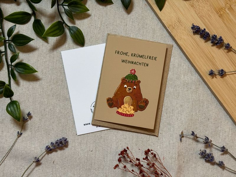 Knu wünscht krümelfreie Weihnachten - Süße Weihnachtliche Karte
