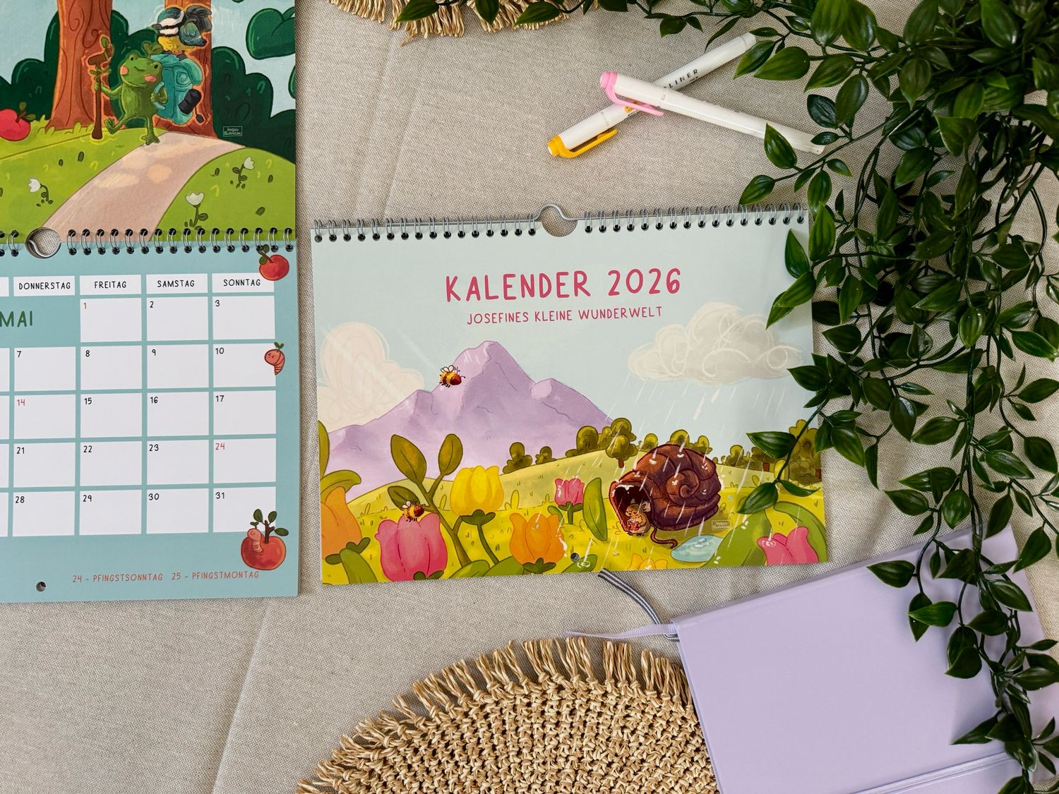 2026 Wandkalender A4 quer - Josefines kleine Wunderwelt