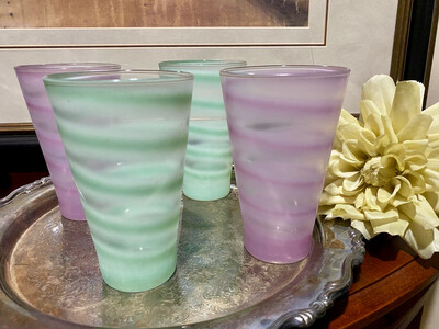 Vintage Frosted Drinking Glasses Set of 4