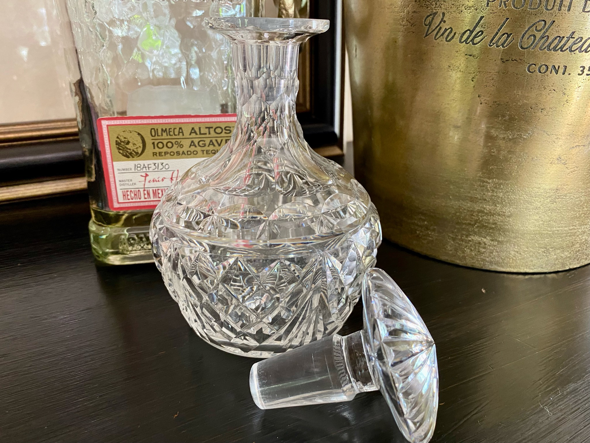 Vintage Cut Glass Decanter With Stopper