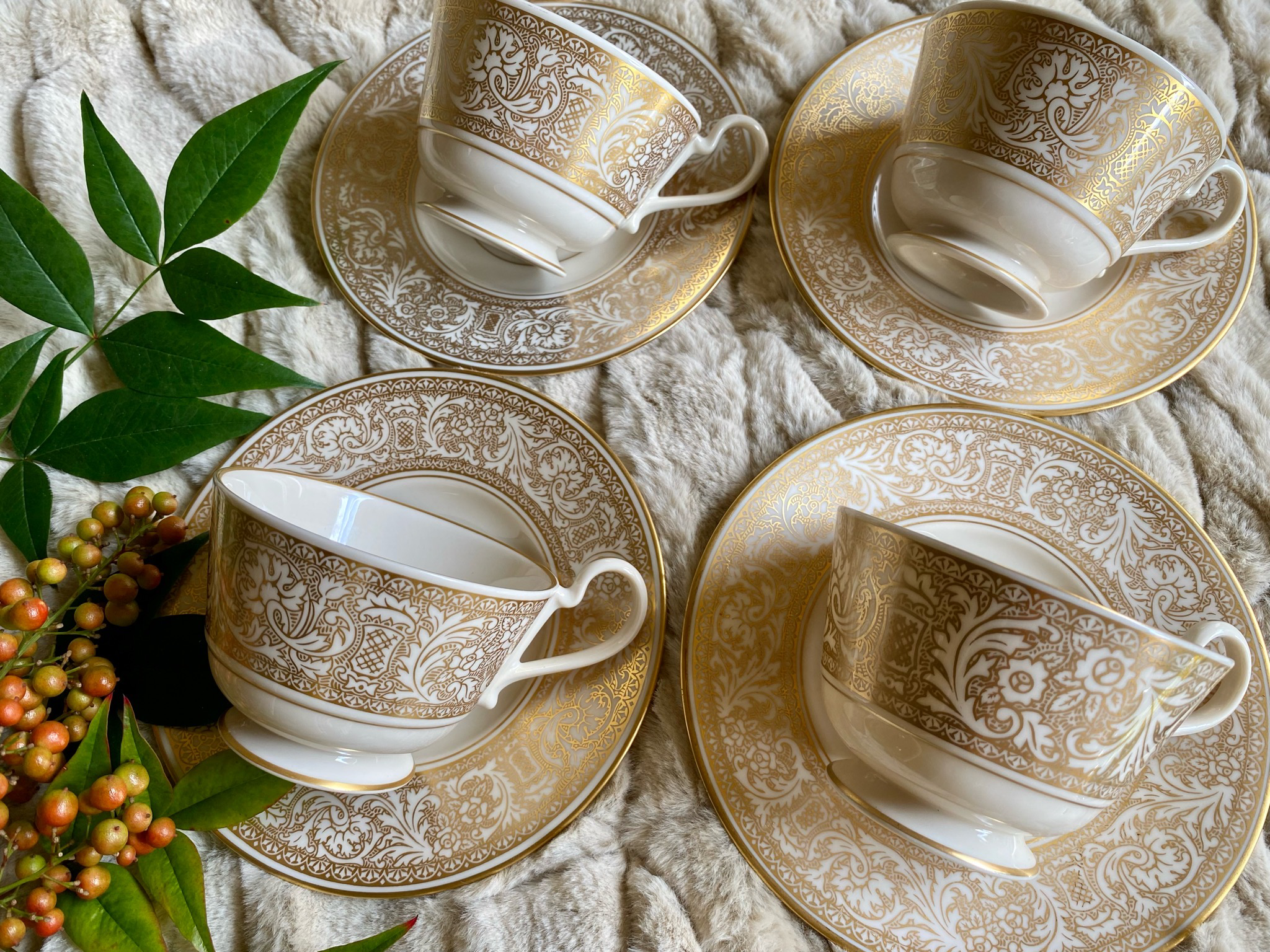 Franciscan Masterpiece China Interpace Cups and Saucers