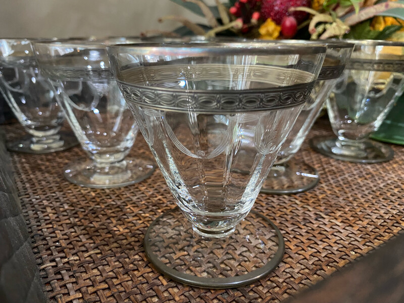 Vintage Etched Cocktail Glasses Set of 8