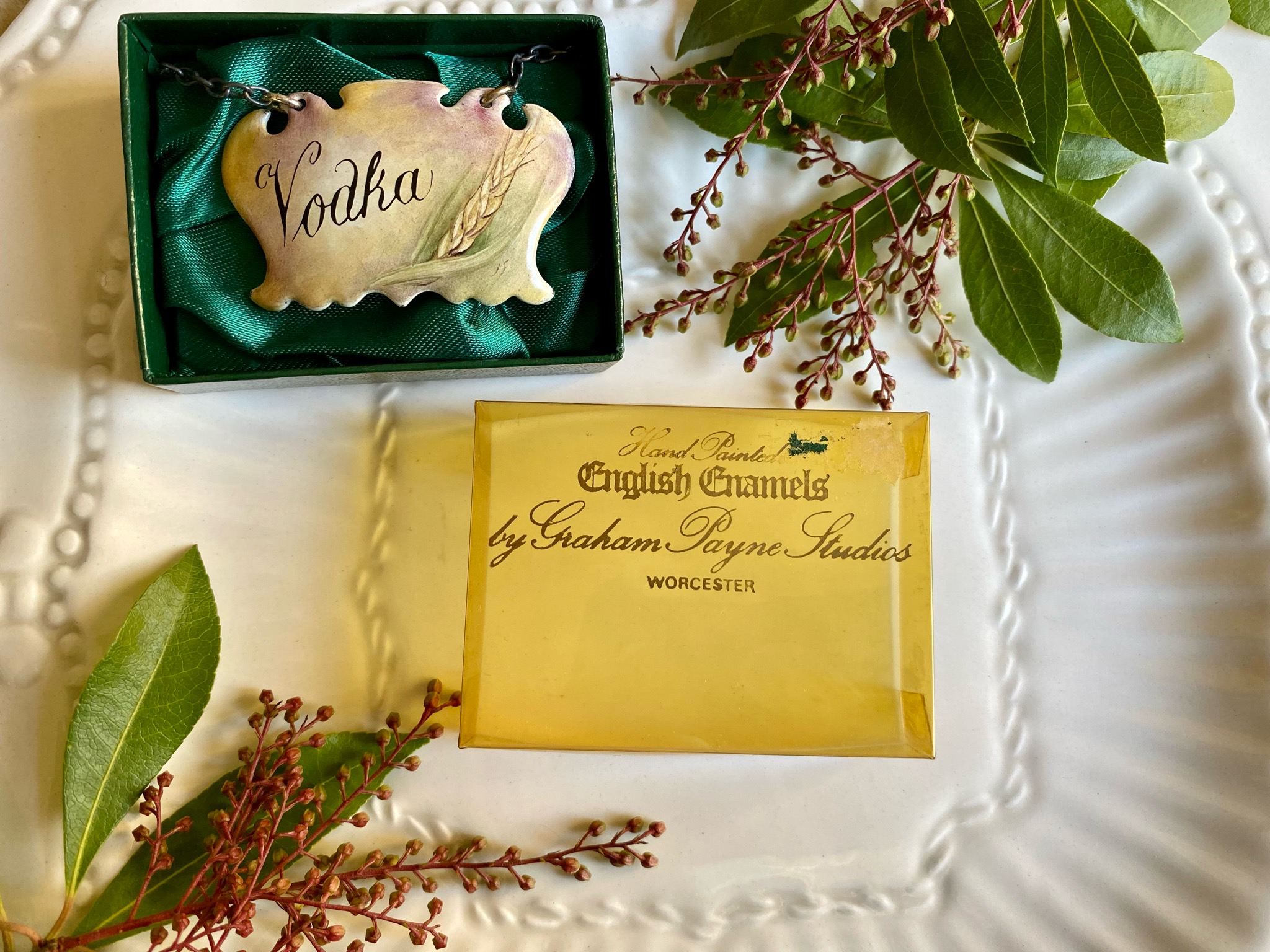 Vodka Decanter Tag, Enamel Decanter Tag