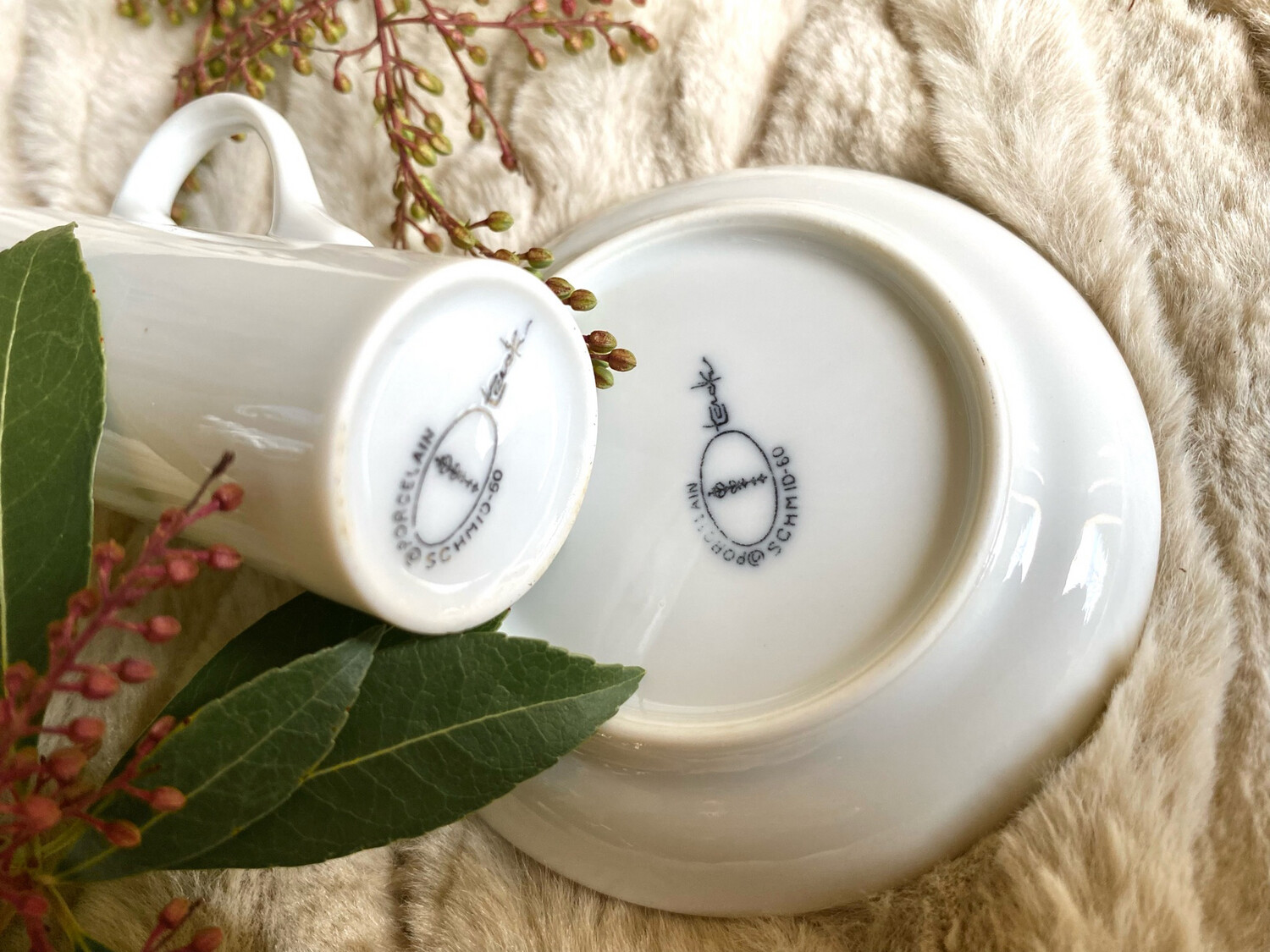 White Espresso Cups, Schmid Porcelain Espresso Set