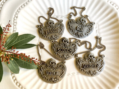 Heritage Pewter, Pewter Decanter Tags