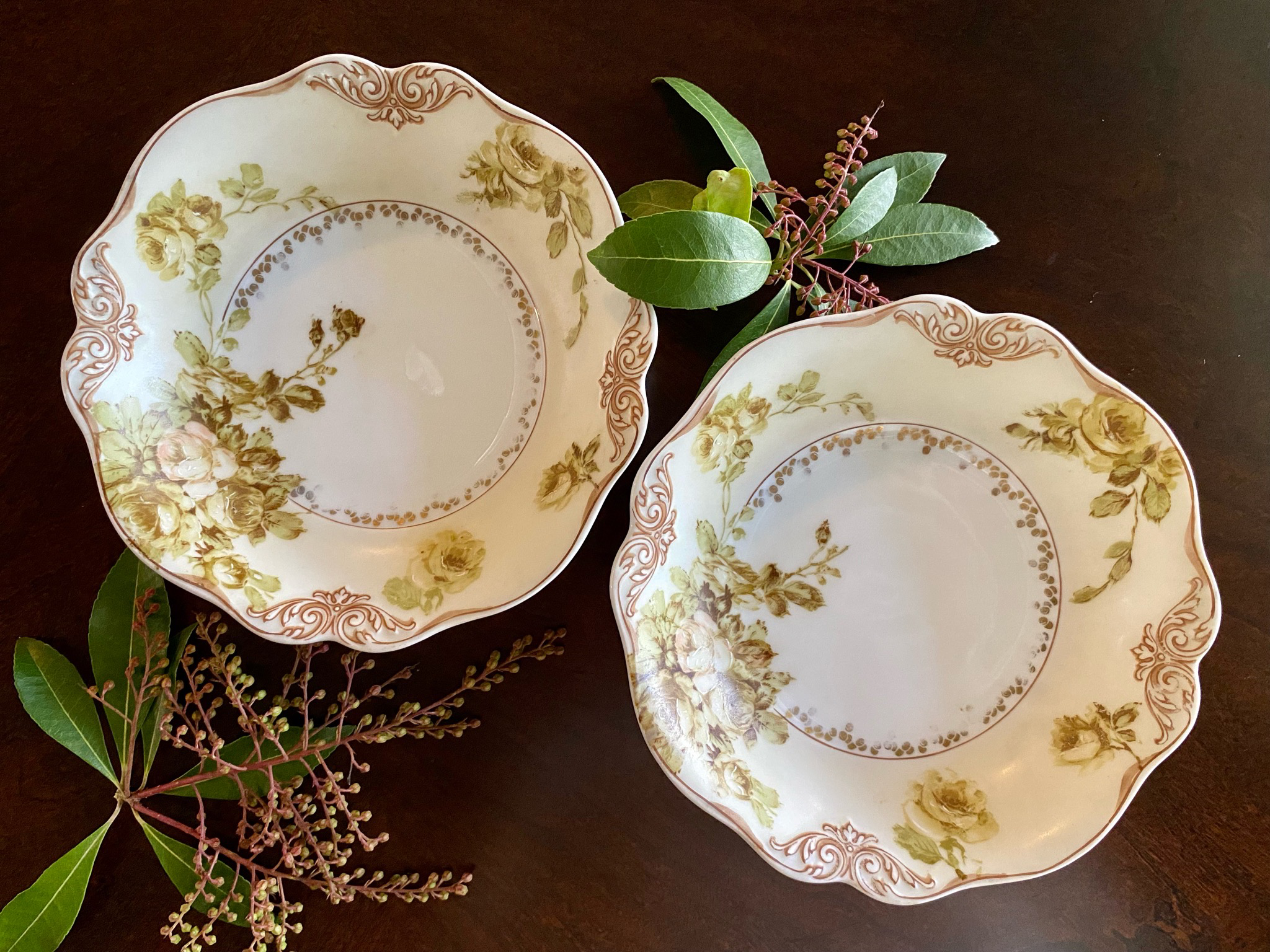 Antique Dessert Bowls, Ohme Silesia Old Ivory