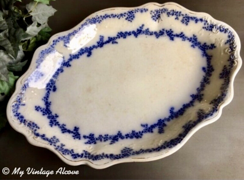 Antique Flow Blue Platter
