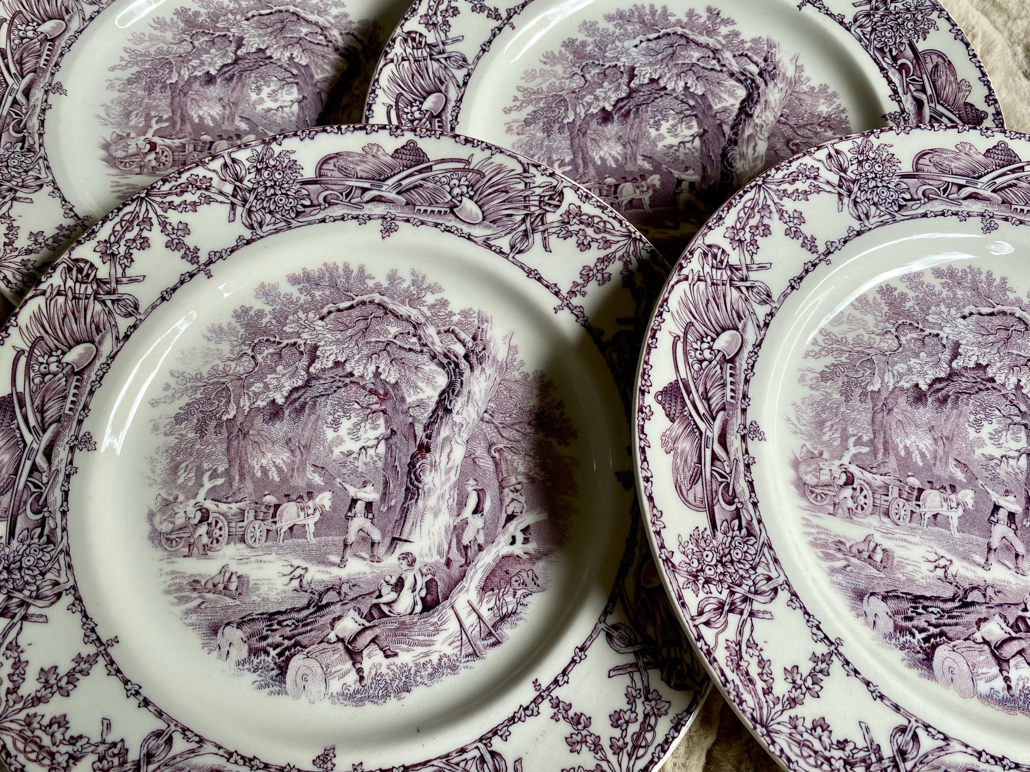 Pastoral Davenport, AJ Wilkinson England, Purple Dinner Plates