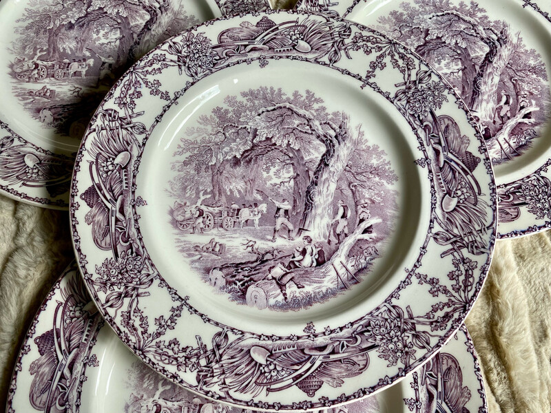 Pastoral Davenport, AJ Wilkinson England, Purple Dinner Plates