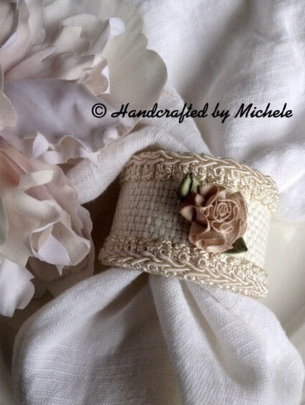 Pink Rose Napkin Rings, Flower Napkin Rings