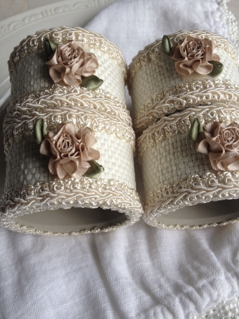 Pink Rose Napkin Rings, Flower Napkin Rings