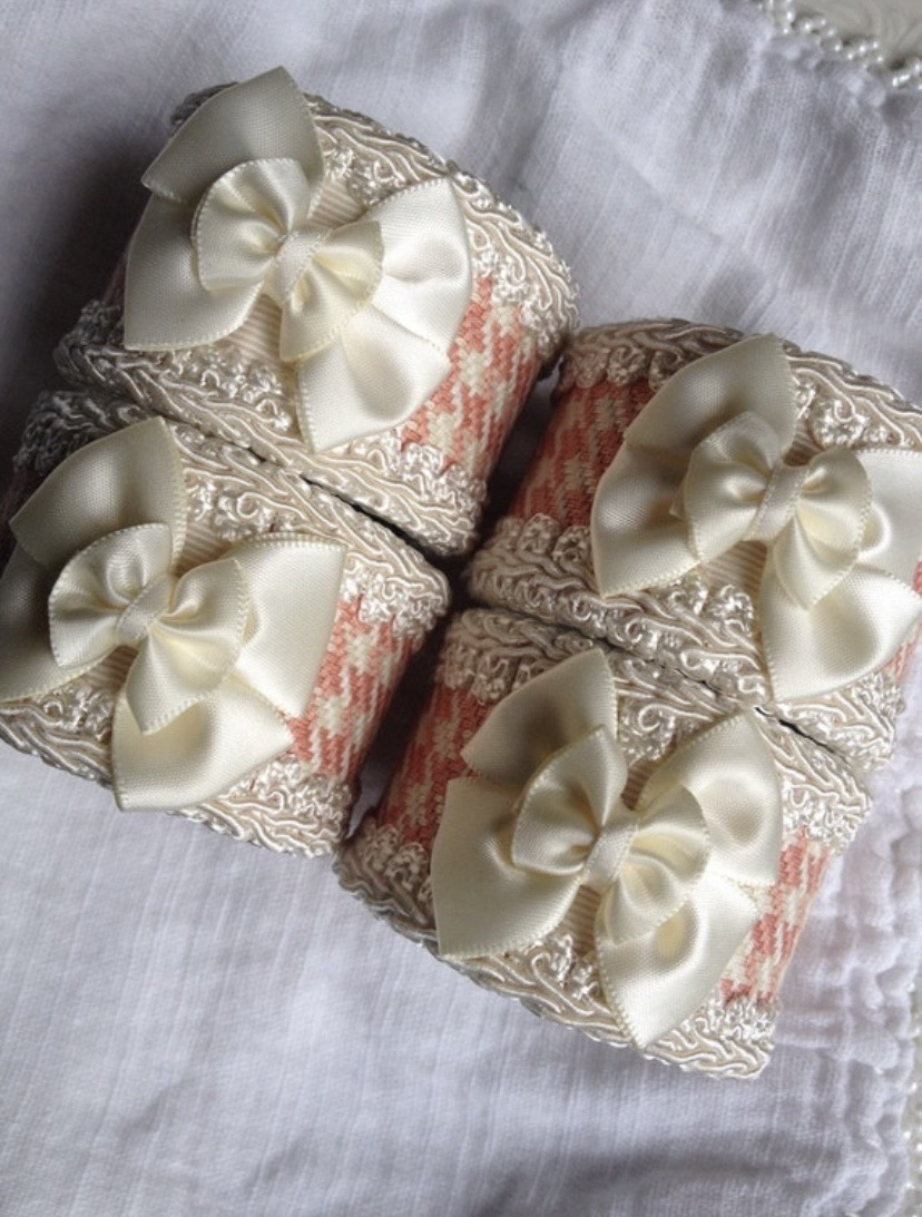 Bow Tie Napkin Rings With Pink Houndstooth