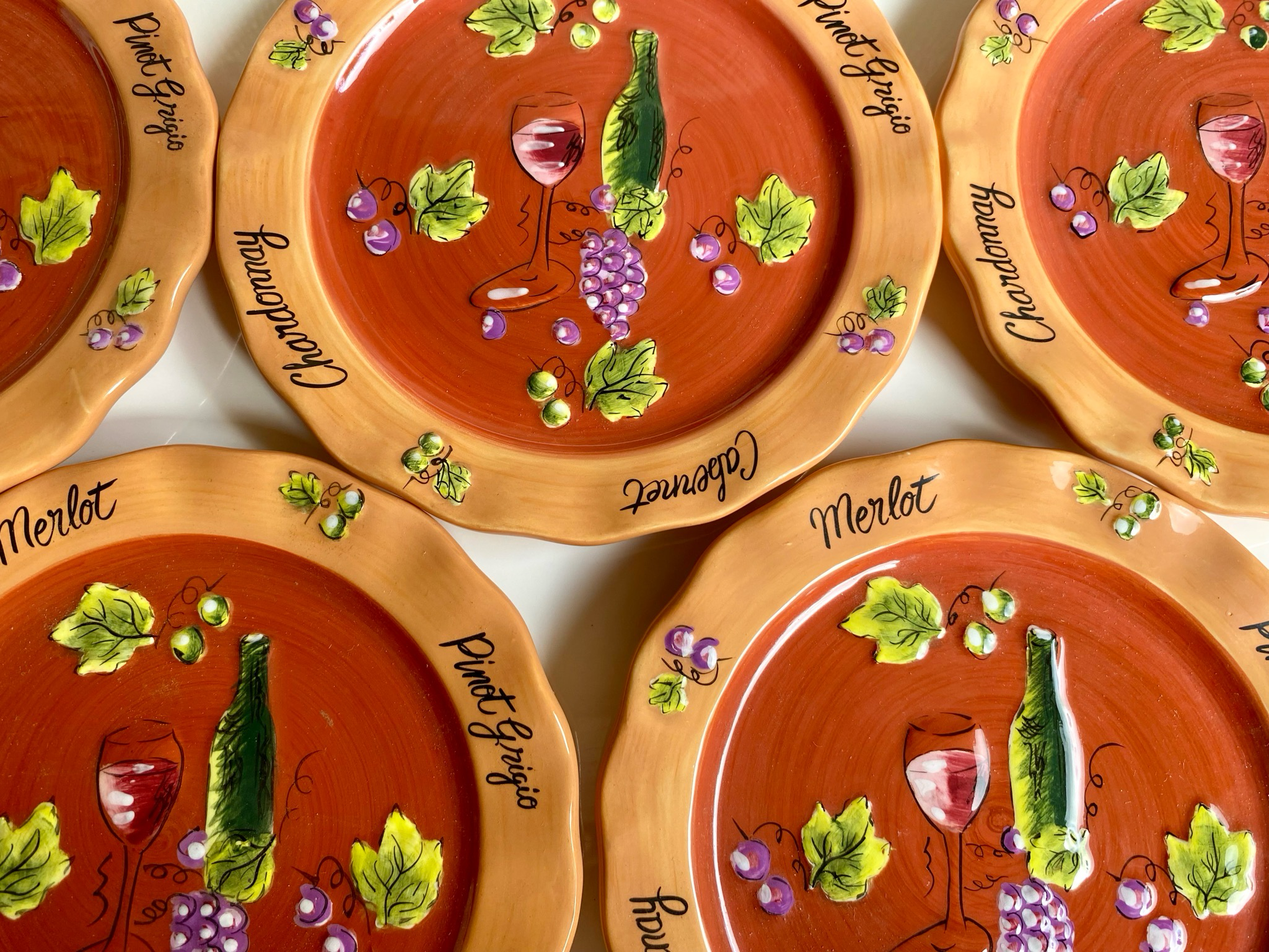 Ganz Bella Casa Plates, Wine Appetizer Plates