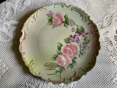 Pink Rose Plate, Decorative Plate for Display