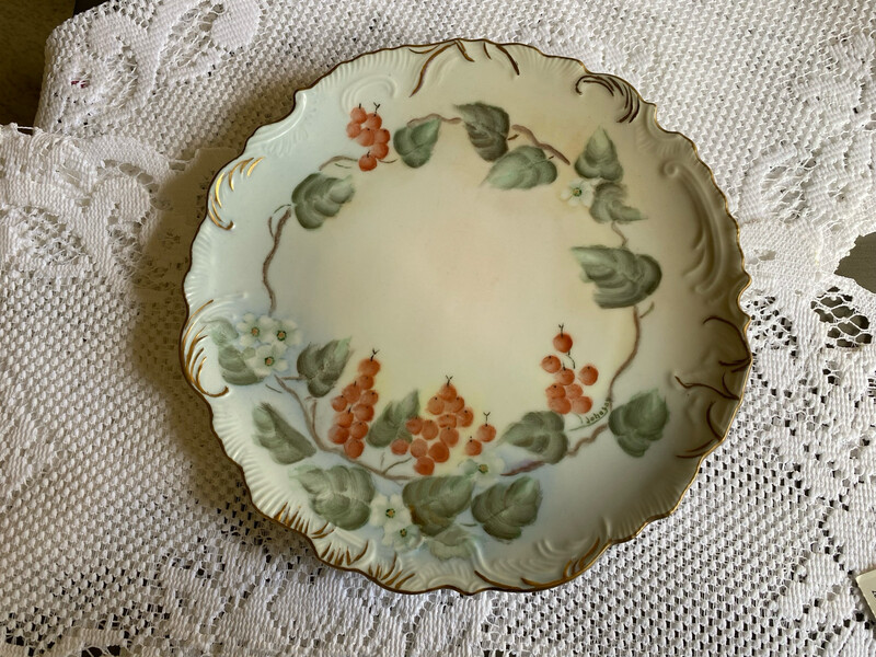 Hand Painted Fruit Plate, Red Currants Plate